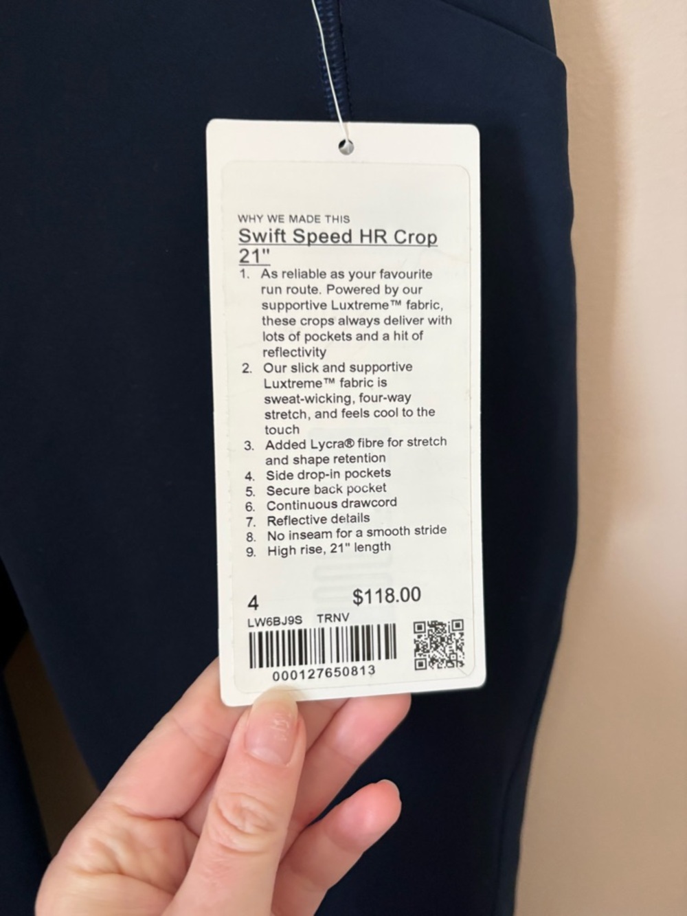 Lululemon navy swift speed HR Leggings w/ Side Pockets Size 4 - Picture 2 of 4